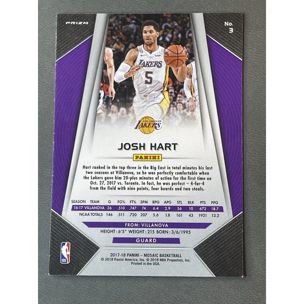 2017-18 Mosaic Prizm Josh Hart #3 Lot Silver Green Orange Blue Red Purple /99